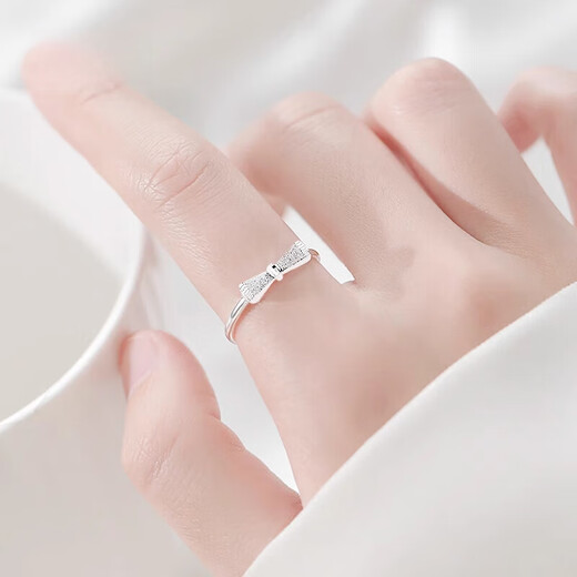 Bovia's new platinum bow ring for women PT950 plain ring adjustable platinum wedding ring for girlfriend platinum open ring 1.8-2.0g