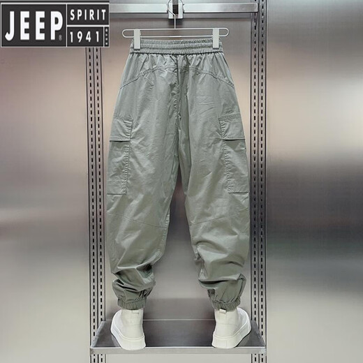 JEEP SPIRIT2025夏季新款高端束脚工装裤男士宽松痞帅薄款百搭哈伦休闲运动裤 灰色 H25-11 2XL