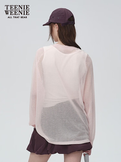 Teenie Weenie Bear Damenpullover 2025, Sommer, neu, Rundhalsausschnitt, bedruckt, lässig, Outdoor, leicht, Bluse, Hellrosa, XS 155/XS