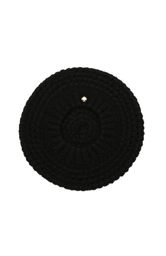Kate spade new york women's crochet ribbed beret black one size fits all