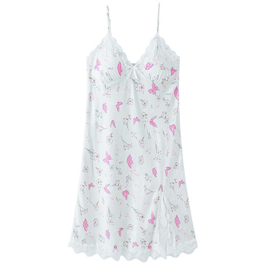 
Langsha summer ice and snow silk sexy nightgown for women with breast pad pure sleeveless suspender skirt thin cool home skirt A11965 M women's style