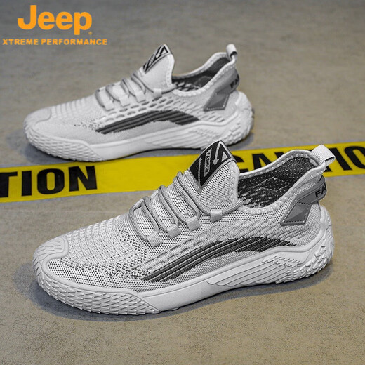 
Jeep (JEEP) men's shoes summer 2025 new thin mesh flying woven breathable and anti-odor mesh shoes for men's non-slip sports casual shoes 9893 gray 39