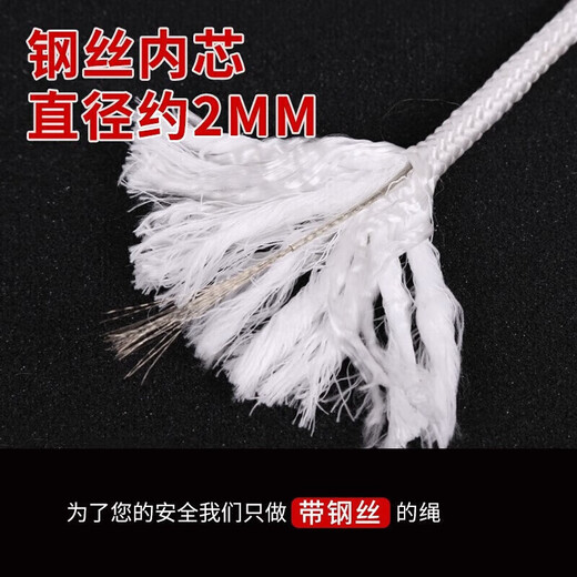 Baige Safety Rope Inner Core Steel Wire Rope High-altitude Operation Safety Speed-Down Mountaineering Rope Emergency Rescue Insurance Rope Jingcang-500KG 8mm/10m CW063975