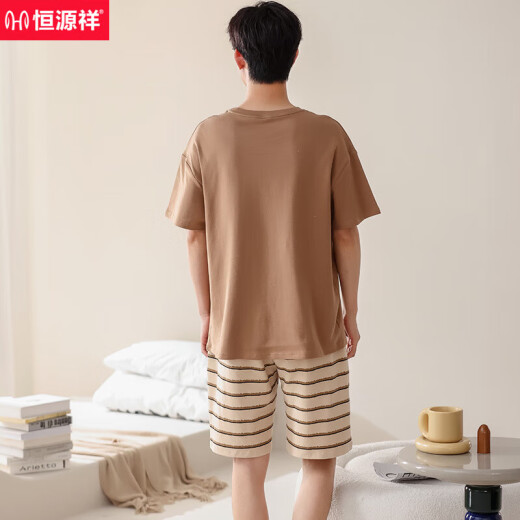 恒源祥2025新款睡衣男士夏季薄款纯棉短袖短裤家居服夏天大码可外穿套装 棉-男687 XL [建议:120-140斤]
