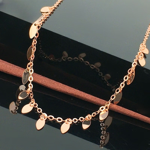 Lie Rui Russian 585 purple gold jewelry glossy tassel anklet 18K gold color gold maple leaf anklet E1218k gift purple gold anklet