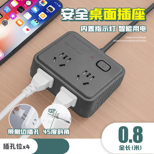 
Xiaomi Youpin is suitable for multi-purpose socket panel multi-porous plug-in wiring board USB charging converter extension wiring board 838-No U-0.8 Black