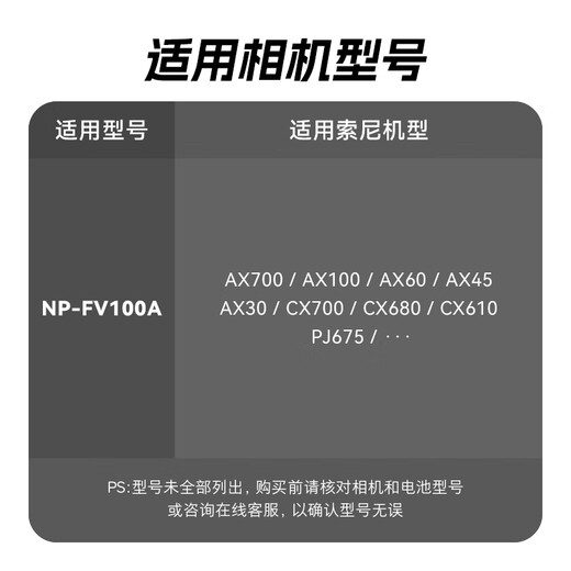 沣标（FB）索尼手持DV摄像机锂电池适用AX700/60/45/30 CX680/610 PJ675座充充电器 【3090mAh】NP-FV100A（单电池）