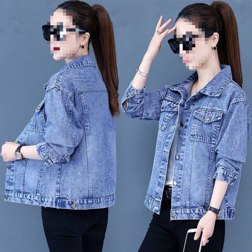 Gtyuwvg Jeansjacke für Frauen Frühling und Herbst koreanische Stil Lose Denim Jacke Fette MM Hatless Jacket Trendy Top Jacke Denim Kleidung 9926# Black S Empfohlen 80-100jin [Jin ist gleich 0,5 kg]