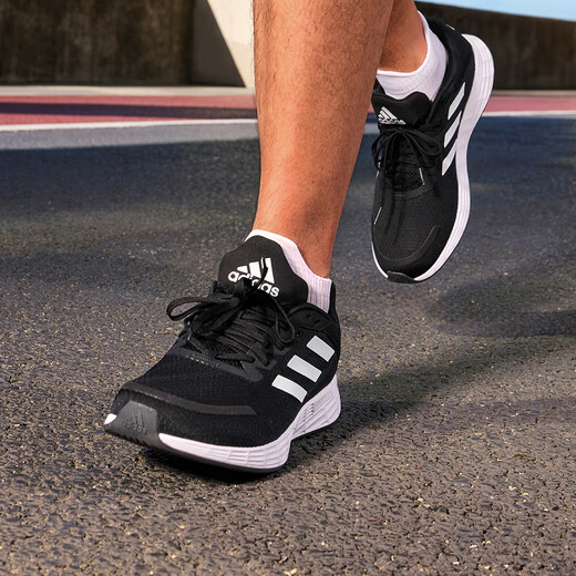 Adidas running shoes men's shoes 2025 summer new DURAMO SL mesh breathable lightweight running fitness sports shoes JQ9716 black 40 (245mm)