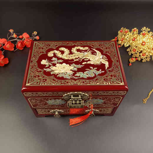 Мать мать-пирожные с мать-пирожественной ювелирной коробкой Pingyao Shining Lacquerware Flipper Mother Perl