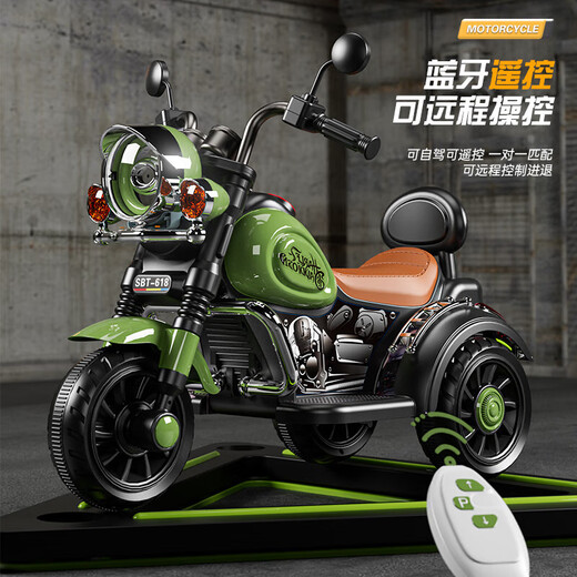 Aobeile Children's Electric Bike Motorcycle 1-3-3 ans Tricycle Tricycle Toagone Toago To-Tot Car peut être utilisé comme voiture électrique pour enfants. Green [Dual Drive + Remote Control + Early Education + Bluetooth] Cadeau du Nouvel An des garçons et filles