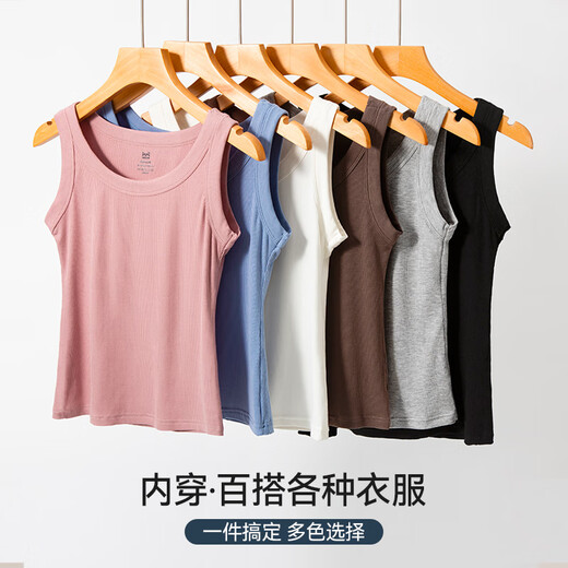 猫人吊带背心女内搭美背一体显瘦修身可外穿无袖白色百搭打底宽肩上衣 【2件装】咖色+白色 L 【建议110-125斤】