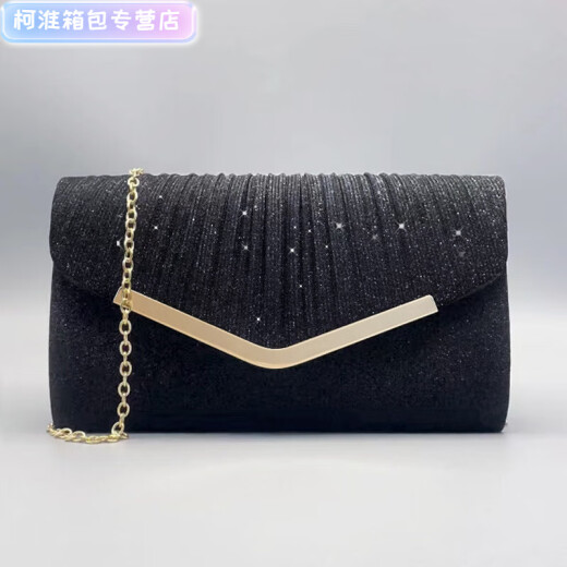 Henglan Fashion Clutch Bag European and American Women's Envelopes Celebrity Dinner Dress Banquet Wedding Cheongsam Bag Triangle Gold Edge One Champagne Color