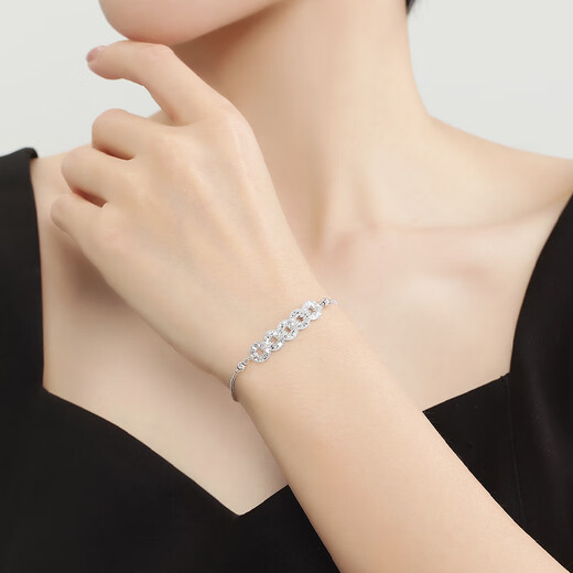Ming brand jewelry platinum bracelet Pt950 white gold brilliant bracelet gift for women BFK0055 chain length about 16+2.5 cm about 5.71 grams
