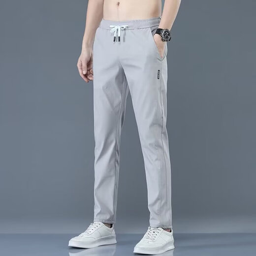 Pantalones casuales de primavera y verano para hombres ropa de trabajo directo y suelto de trabajo directo y delgada ropa de trabajo joven y suelta Q136 Dark Grey 3xl [sugerido 140-155 Jin [Jin iguala 0.5 kg]]]