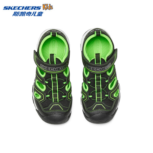 Skechers Children's Sandals Summer Baotou Outdoor Non-Slip Sports Breathable Big Children's Casual Light Soft Soled Beach Shoes Black/Lemon/BKLM 35