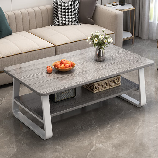 Shanshan wood art coffee table living room household double-layer light luxury coffee table small apartment modern simple small tea table multi-functional sofa side table