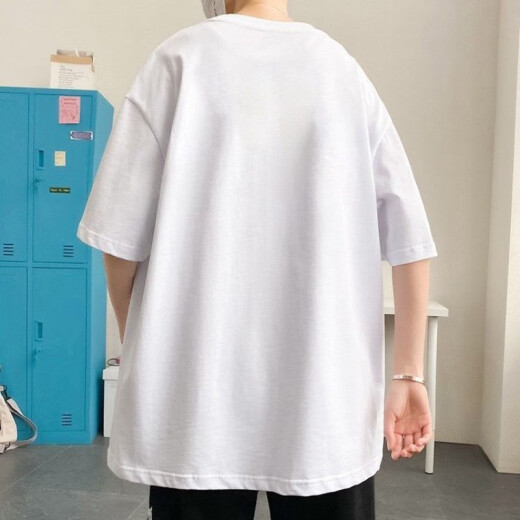 GTYUWVG【9859人收藏】纯棉男士2024夏季新款T恤韩版潮流ins港风学生 黑色T恤【GK小熊】 S