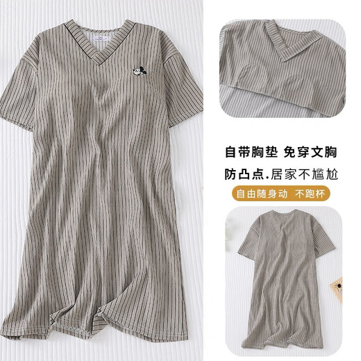 Guanmao Pei Xia V-Ausschnitt Wolke Baumwolle kurzärmeliges Nachthemd mit Brustpolster süßer Cartoon mittelgrocknet Guangzhou Dreizehn Leitungen HDS-9926# Spotted Welpe M 1 Größe [-l]