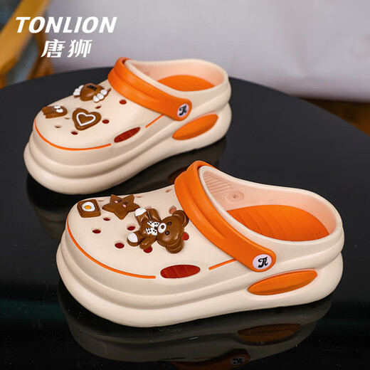 Tang Lion (TonLion) hole shoes for women summer soft-soled sandals for women wearing casual bag-toe sandals thick-soled beach shoes Beige 37-38
