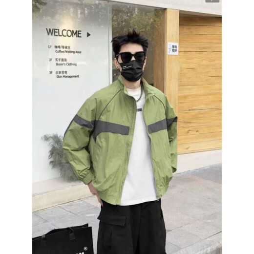 FR.YH.ZH时尚森雯轻奢男装早春男士简约拼接撞色时尚夹轻薄帅气外套9226 深绿色 3XL 165-180斤