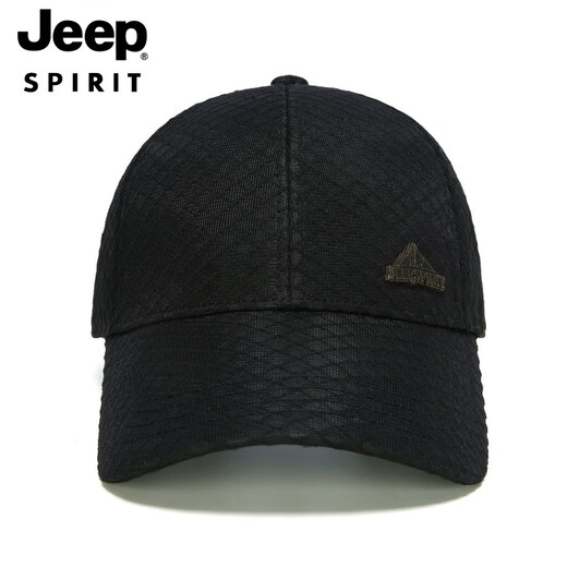 JEEP SPIRIT Jeep Hat Men's Summer Baseball Cap Peaked Cap Sports Running Breathable Quick-drying Couple Sun Protection Sunshade Hat 756 Black One Size