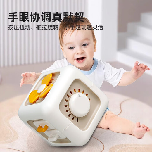 何佳功婴儿玩具0一1岁2蒙氏早教益智儿童0到3个月6消耗宝宝体力12六面体 魔方动动乐粉+彩虹球魔方