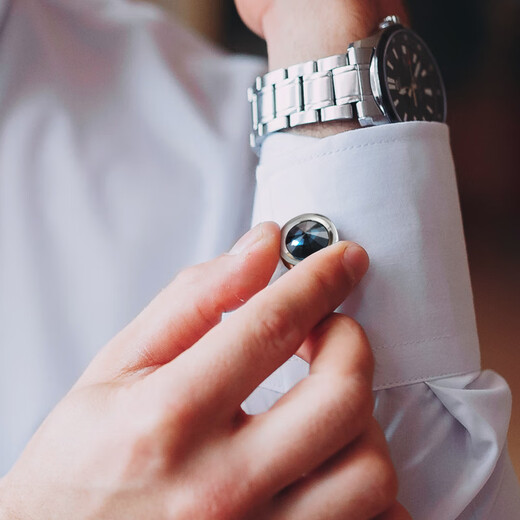 Nosskiss Premium Crystal Cuff Links для мужчин Простые и модные деловые французские манжеты рубашки Стабилы легкие роскошные подарки подарки синий хрустал (упаковка подарочной коробки)