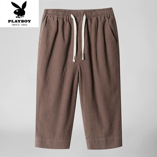 Playboy (Playboy) 2025 Lino de algodón 7 Pantalones recortados para hombres Summer suelto delgado nuevo chino con la pierna recta pantalones de lino de tamaño grande 8222 beige l 1105-120 Jin [Jin iguala 0.5 kg]