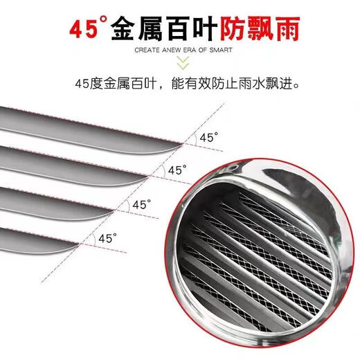 Vatican Lion stainless steel hood exterior wall air outlet range hood through wall windshield exhaust vent bathroom exhaust pipe exhaust pipe 201 stainless steel opening 100mm extension pipe 100mm