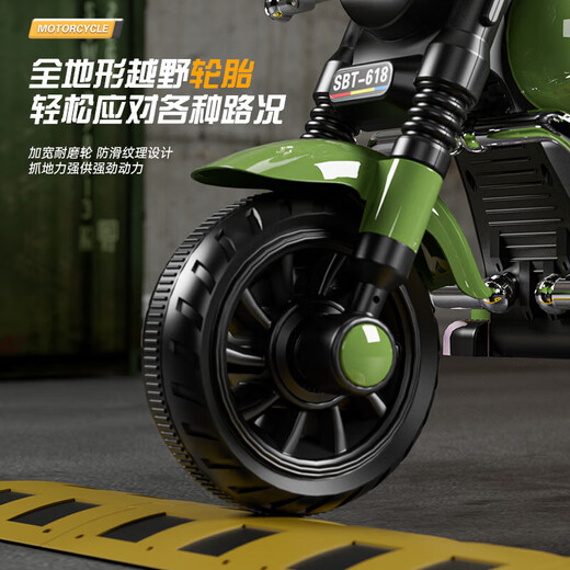 Aobeile Children's Electric Bike Motorcycle 1-3-3 ans Tricycle Tricycle Toagone Toago To-Tot Car peut être utilisé comme voiture électrique pour enfants. Green [Dual Drive + Remote Control + Early Education + Bluetooth] Cadeau du Nouvel An des garçons et filles