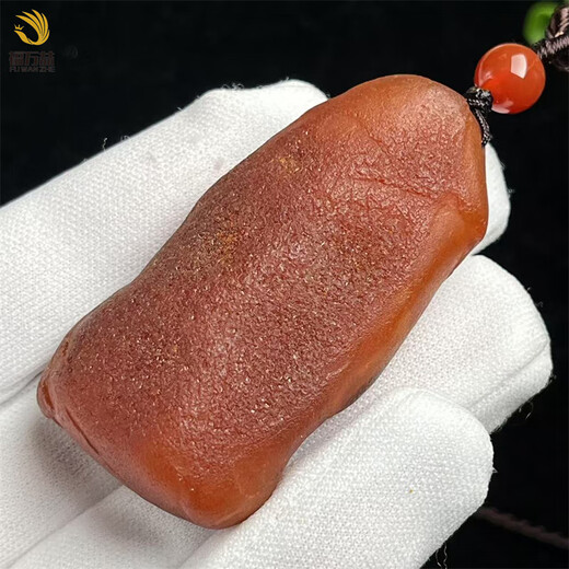 Fuwanzhe natural beeswax authentic rough stone pendant Baltic amber red leather beeswax full leather handle 21.25g
