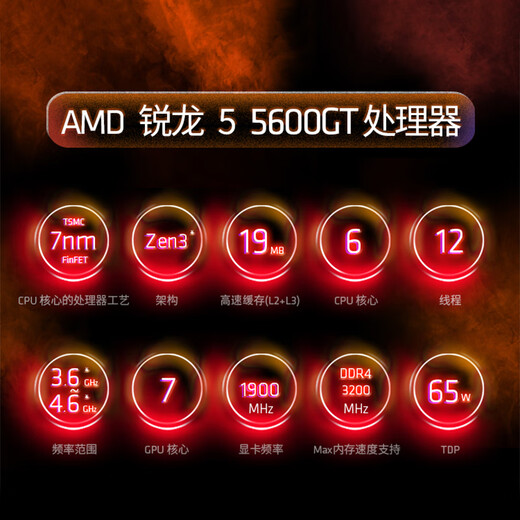 ASUS AMD Ryzen R5 5600GT host assembly computer commercial office home design desktop computer game console DIY assembly machine configuration five R5 5600GT+16G+1TB