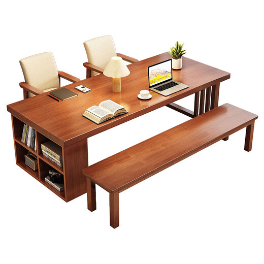
Kezhitu solid wood living room large long desk home dining table integrated workbench reading table de-living room large table learning table CR9904# ivory white single table No 140x80x75cm