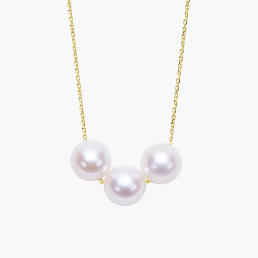 Ruan Shi 18K gold natural freshwater pearl necklace for women 3-bead passerby pendant as a best friend gift for girlfriend