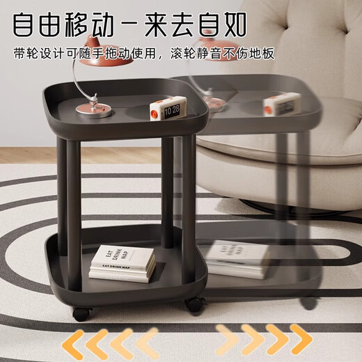 Mesa de café de fengpeng yiju mesa lateral móvil mesa pequeña mesa de café pequeña mesa de almacenamiento gabinete de almacenamiento cuadrado mesa móvil de doble capa de doble capa