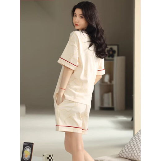 莫代尔睡衣女夏季纯棉短袖短裤薄款夏天可爱甜美可外穿家居服套装 YX-7506 9848 2XL 【建议140-160斤穿】