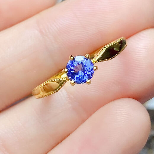 Wei Ci Congli natural tanzanite ring women's S925 silver gold color fashion classic white gold tanzanite sterling silver ring gold color