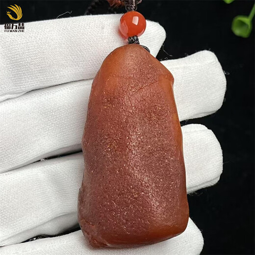 Fuwanzhe natural beeswax authentic rough stone pendant Baltic amber red leather beeswax full leather handle 21.25g
