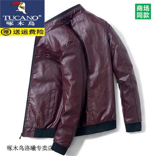 啄木鸟（TUCANO）皮衣外套男士2024秋冬季潮牌加绒款机车皮保暖夹克衣服痞帅男装 9923#黑色 常规 XL 125-140斤