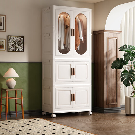 Anya simple wardrobe bedroom cabinet baby wardrobe rental room folding installation-free storage locker 2 layers 1 cabinet