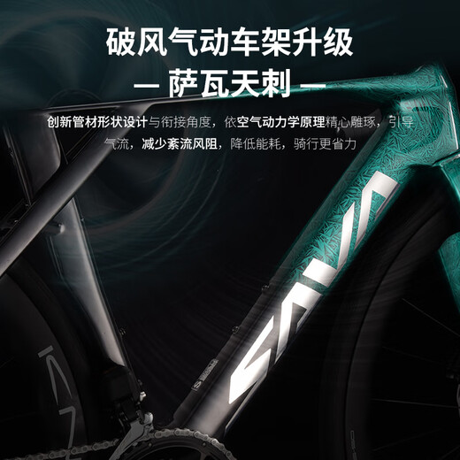 萨瓦SAVA天刺R7碳纤维自行车超轻竞赛级弯把破风公路车电子变速纯油碟赛车 星光白【R7170电变-波浪轮】 24速 48 S【建议168cm-175cm】