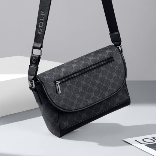 Golf (GOLF) crossbody bag men's printed shoulder bag men's business multi-layer iPad mobile phone bag water-proof commuting men's shoulder bag fog black