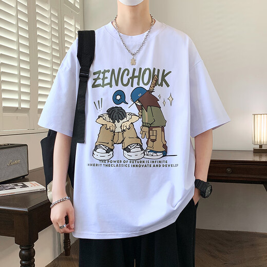 短袖t恤男纯棉胖12-15岁初中学生潮流帅气13青少年大童夏装上衣 695黑色(单件短袖) 品质保证 XL ( 110-125斤左右)