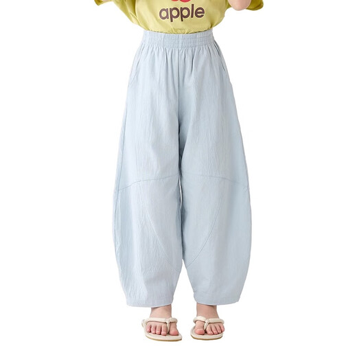Moonkids Girls 'Hosen Sommer 2025 Neue Kinder für reine Baumwollkühle Scimitar Widm-Bein-Hosen für Mädchen Sommer dünne Mückenmeisterhose zweiteiler [15273 Blau +15251 Lila] 110 cm