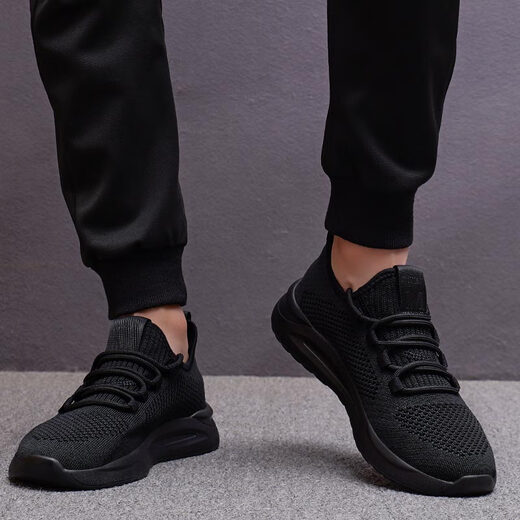 
Huilirui 2025 spring and summer sports shoes men's shoes mesh fashion Korean versatile casual breathable shoes running shoes men 9905 black 41