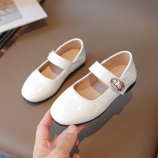Xianxiqi filles style collège de style collège noir en cuir patent single chaussures polyvalentes sofes princesse tendance chaussures v6630 blanc 26: 16cm
