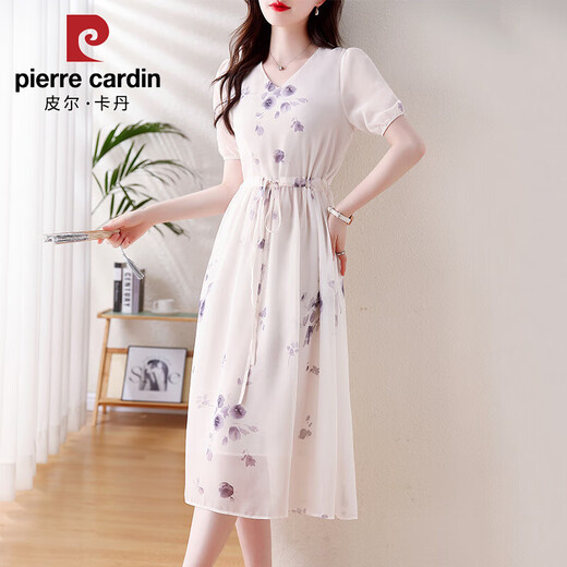 皮尔卡丹（PIERRE CARDIN）法式气质连衣裙2025收腰显瘦夏季碎花印花裙子新款温柔长裙子 9766图片色 质量 L
