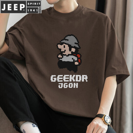 Jeep Spirit260g schwere reine Baumwolle kurzärmelige T-Shirt Herren übergroß