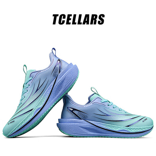 Tcellars sports shoes carbon plate running shoes men's shoes autumn and winter new breathable racing running shoes royal blue green 42